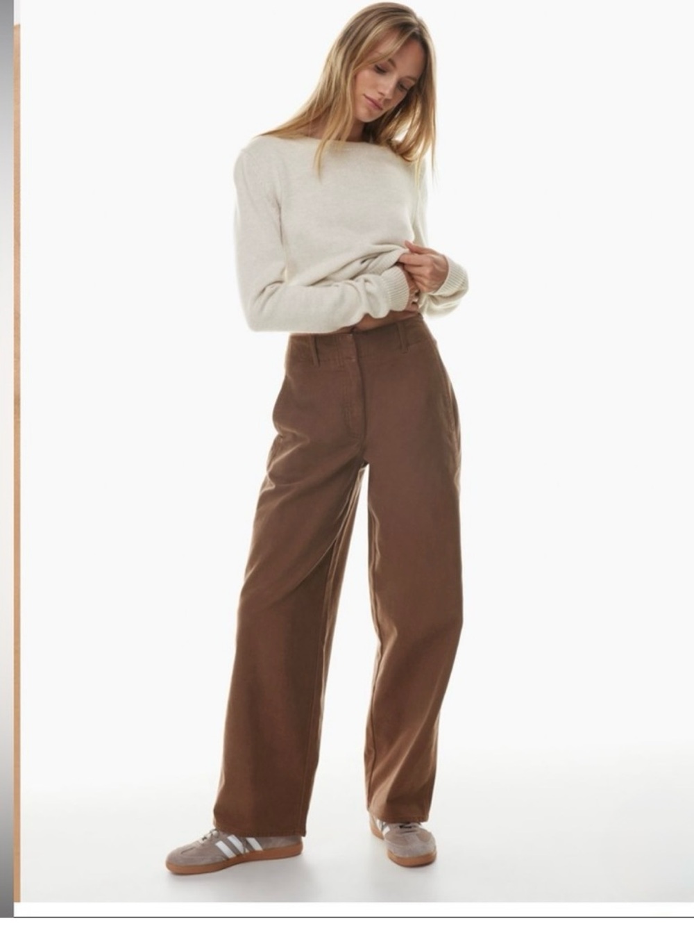 Aritzia Wilfred Ascendant Pants 0 High Waist Brown Trousers Wide Leg Utility